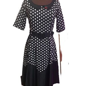 Collectif Black and White Polka Dot Midi Dress